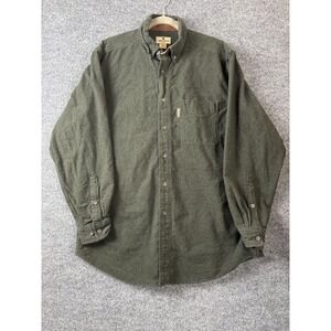 Woolrich Shirt Mens L Green Flannel Cotton Timeless Americana Outdoor Casual